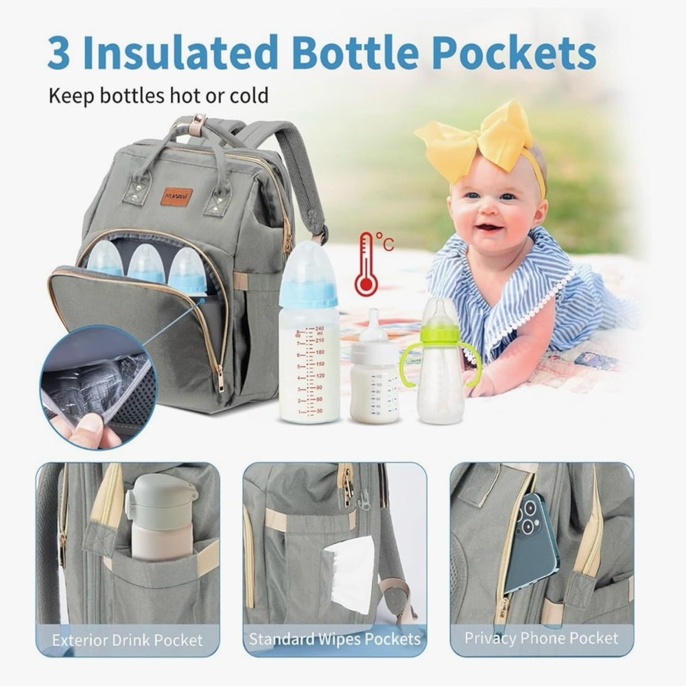 Debug Nwot Gray Diaper Backpack With Changing Sta… - image 4